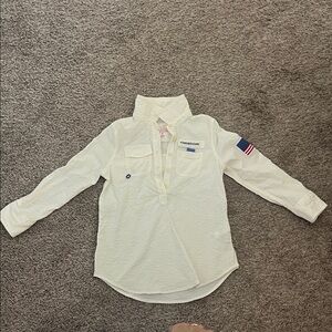 Vineyard vines Kids White Button Down harbor Shirt or coverup with Flag Detail 4